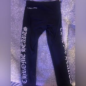 Chrome Hearts Black Leggings with Bold White Text